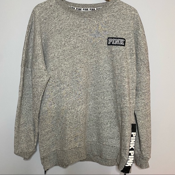 PINK Victoria's Secret Tops - PINK Lightweight Logo Sweatshirt Large Spellout Gray Size Small